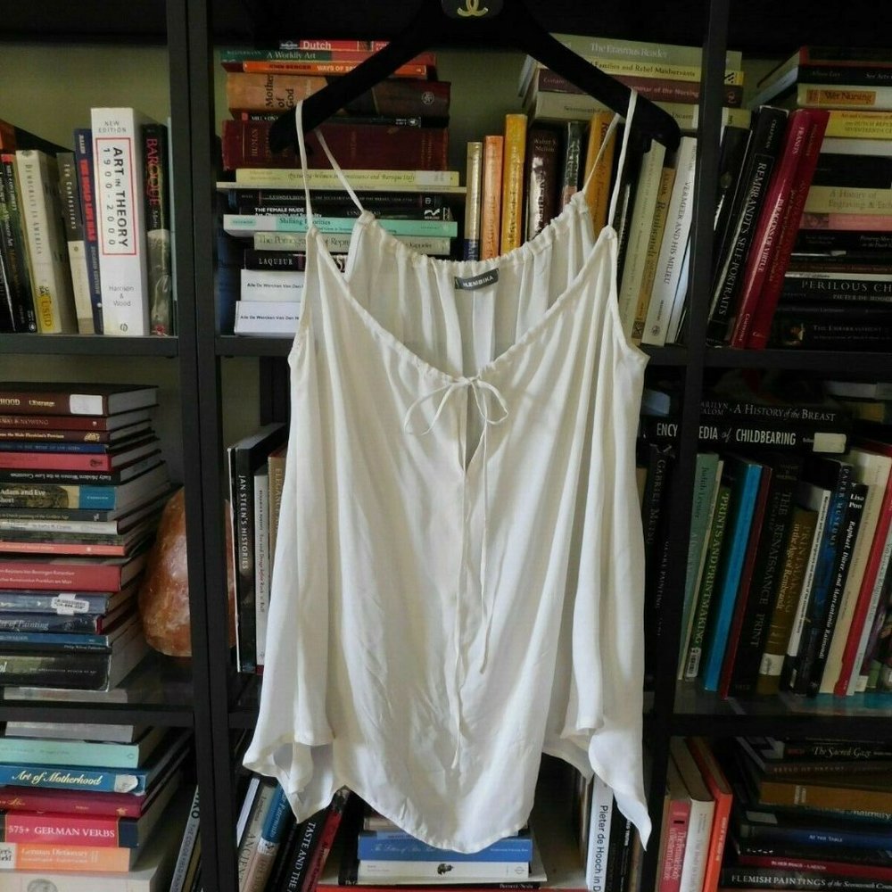 Alembika Ivory Silk Handkerchief Hem Tank Blouse